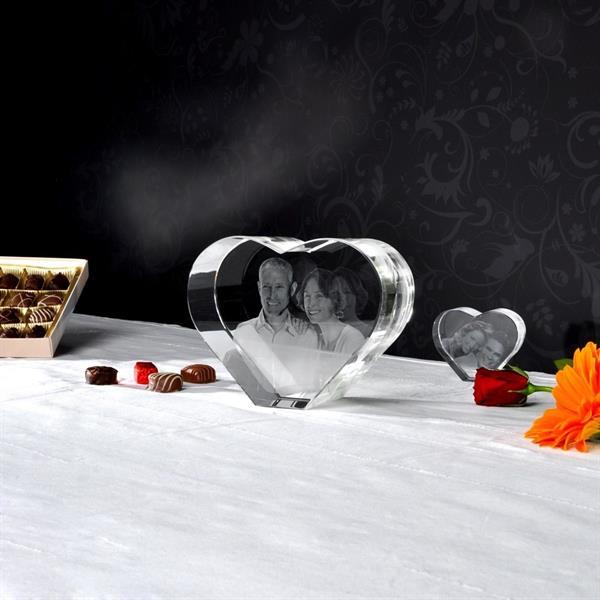 Grote foto 3d foto in glas. model hart xl antiek en kunst glas en kristal