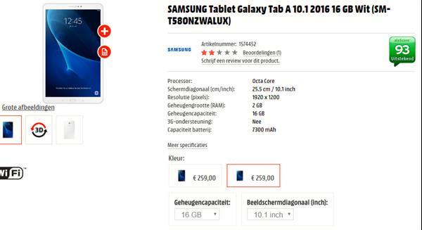 Grote foto samsung tablet pc tab a 10.1 2016 16gb computers en software tablets samsung