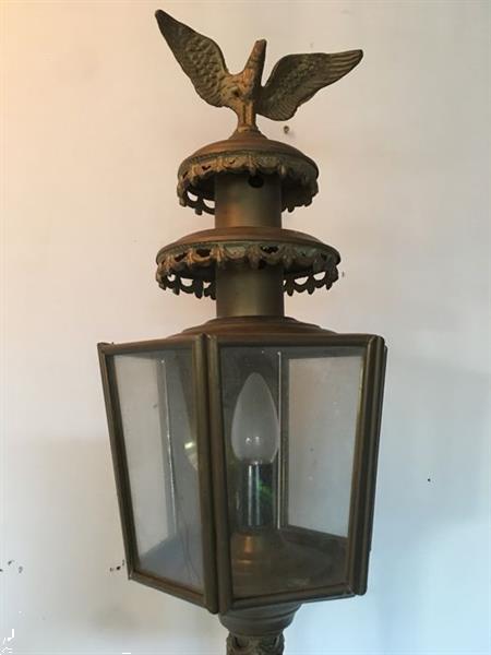 Grote foto grote originele antieke koperen koetslamp met adelaar inclus antiek en kunst curiosa en brocante