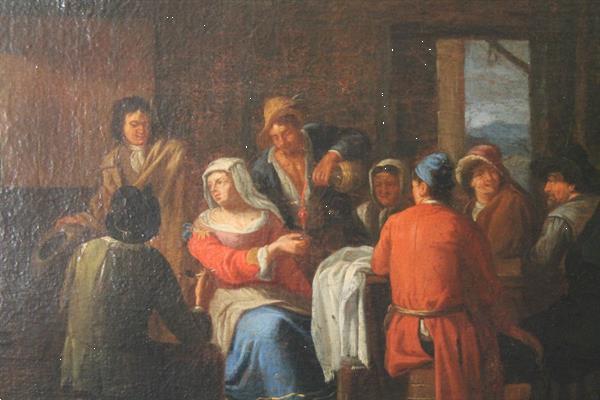 Grote foto antiek schilderij van nicolaes berchem huis en inrichting kunst