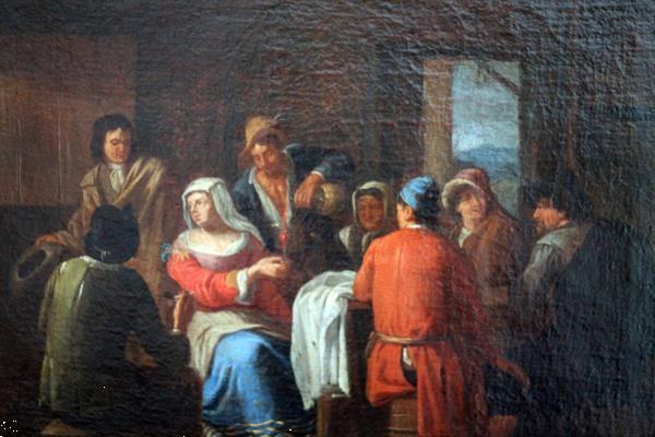 Grote foto antiek schilderij van nicolaes berchem huis en inrichting kunst