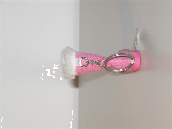 Grote foto sleutelhanger roze laars verzamelen sleutelhangers