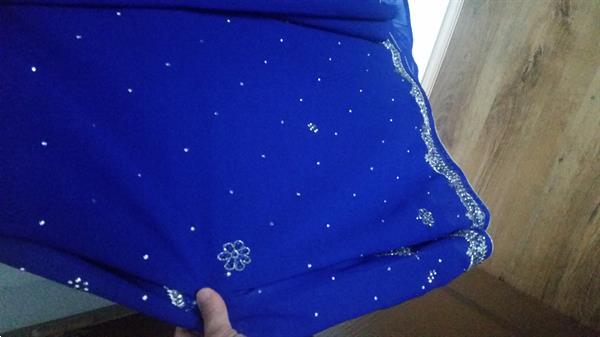 Grote foto prachtige blauwe sari te koop kleding dames gelegenheidskleding