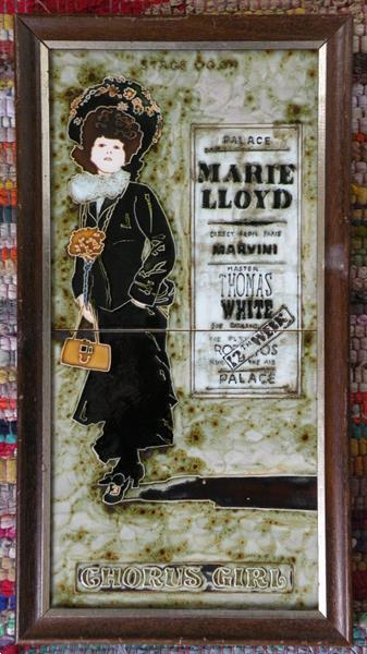 Grote foto tegeltableau chorus girl marie lloyd. antiek en kunst wandborden en tegels