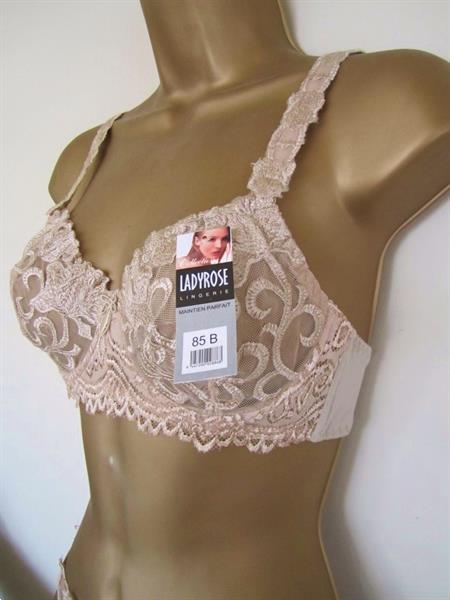Grote foto chique beige bh met string in kant 70b 75c kleding dames ondergoed