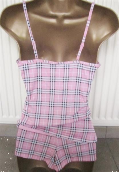 Grote foto trendy geruit roze topje met bijpassende shorty kleding dames ondergoed en lingerie