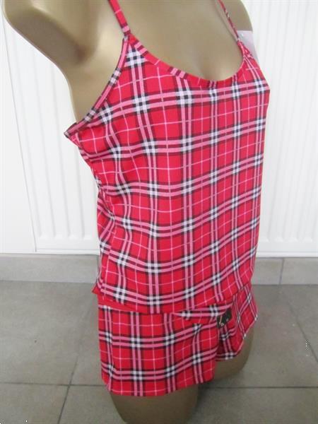 Grote foto trendy rood geruit topje met bijpassende shorty kleding dames ondergoed en lingerie
