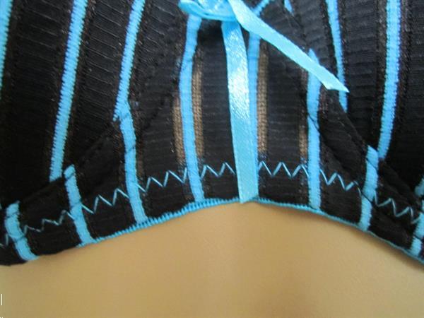 Grote foto zwarte bh met turquoise strepen voor a cups kleding dames ondergoed en lingerie