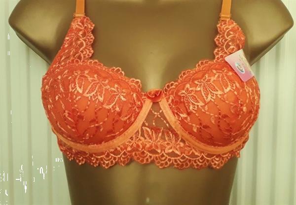 Grote foto chique oranje voorgevormde bh in kant voor a cups kleding dames ondergoed en lingerie