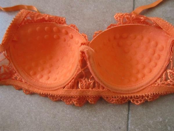 Grote foto chique oranje voorgevormde bh in kant voor a cups kleding dames ondergoed en lingerie