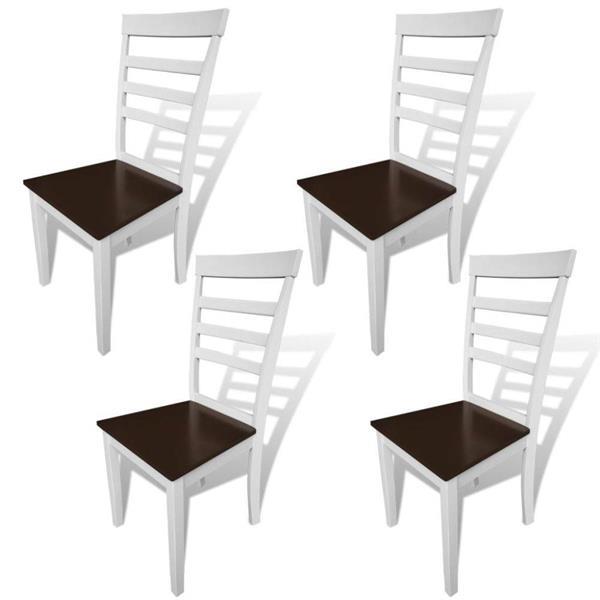 Grote foto eetkamerstoelen massief hout bruin en wit 4 st huis en inrichting stoelen