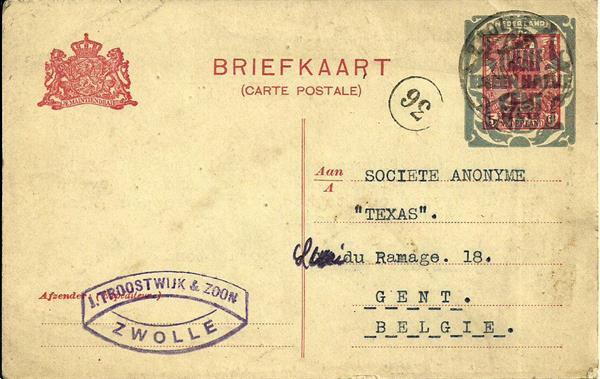 Grote foto 1922 societe anonyme texas in gent verzamelen postzegels nederland