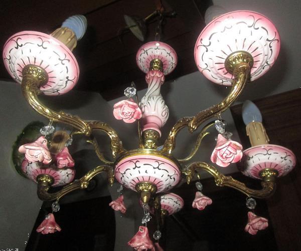 Grote foto porseleinen luchter met roosjes antiek en kunst lampen