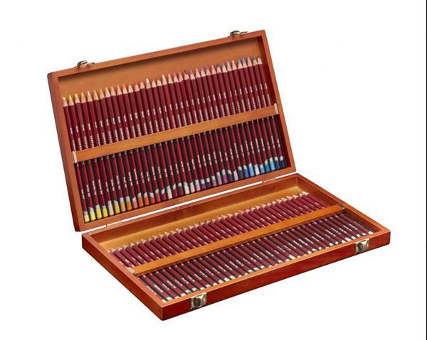 Grote foto derwent pastel 72 pastel potloden in houten kist zakelijke goederen kantoorartikelen
