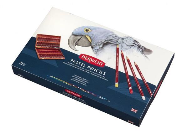 Grote foto derwent pastel 72 pastel potloden in houten kist zakelijke goederen kantoorartikelen
