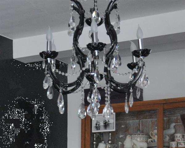 Grote foto zwarte kristallen luster huis en inrichting kroonluchters