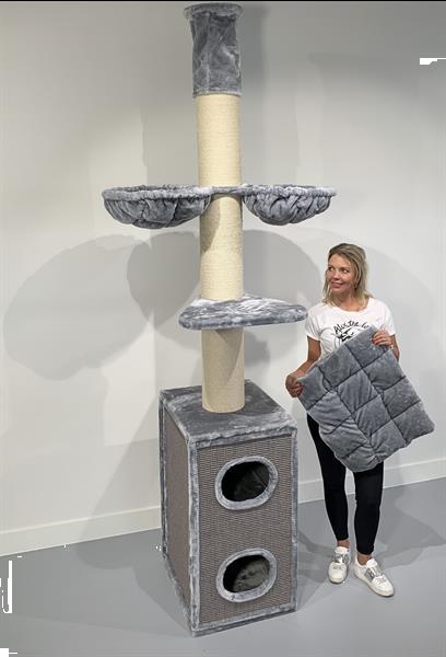 Grote foto krabpaal cat tower box light grey dieren en toebehoren katten accessoires