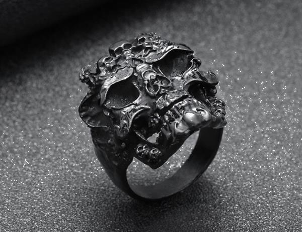 Grote foto grote skull met tripple skulls ring nieuw sieraden tassen en uiterlijk ringen voor hem