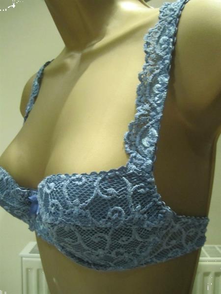 Grote foto jeansblauwe balconette bh van passionata 70b kleding dames ondergoed en lingerie merkkleding