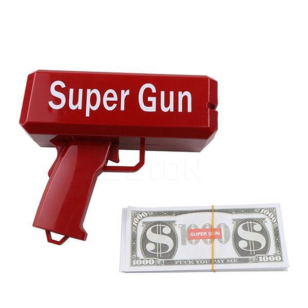 Grote foto money gun geld pistool cash cannon met nep geld kinderen en baby speelgoed voor jongens