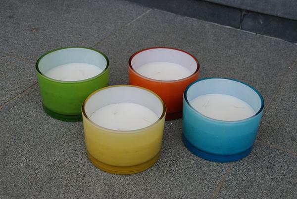 Grote foto 4 grote kaarsen met elk 3 wieken in gekleurd glas tuin en terras overige tuin en terras
