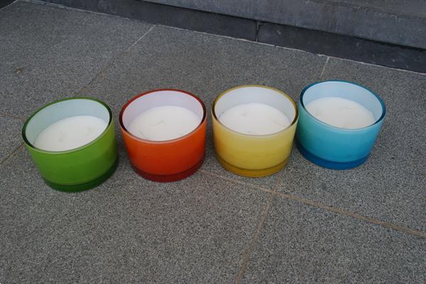 Grote foto 4 grote kaarsen met elk 3 wieken in gekleurd glas tuin en terras overige tuin en terras