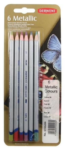 Grote foto derwent metallic 6 potloden gekleurde selectie zakelijke goederen kantoorartikelen