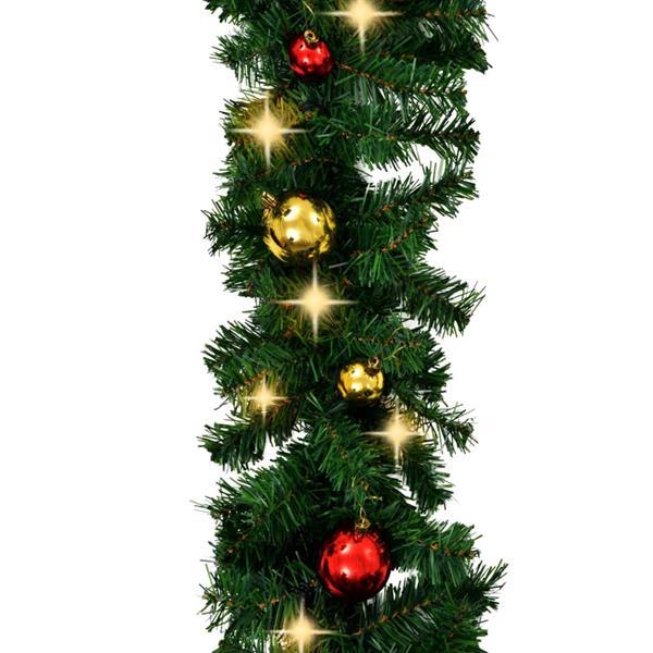 Grote foto vidaxl kerstslinger versierd met kerstballen en led lampjes diversen overige diversen