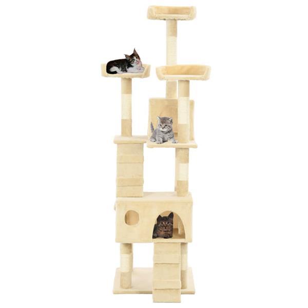 Grote foto vidaxl kattenkrabpaal met sisal krabpalen 170 cm beige dieren en toebehoren katten accessoires