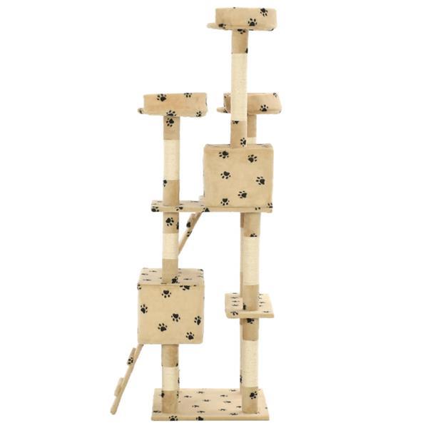 tectake® Kattenboom XXL - Grote Krabpaal, 195 cm - Plafondhoge krabpaal - Klimboom met ligmanden, hangmatjes, trap en huisjes - Stabiel met sisal bekleed - Speelboom voor katten - Zwart