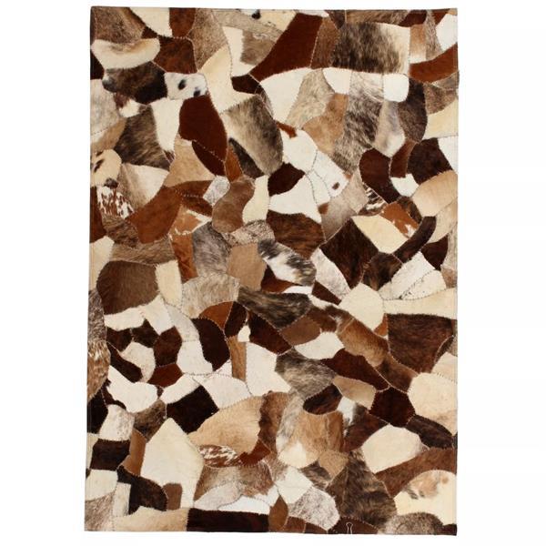 Grote foto vidaxl tapijt gemengd patchwork 160x230 cm echt leer bruin w huis en inrichting vloerbedekking en kleden
