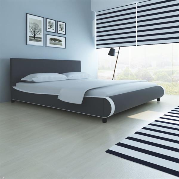 Grote foto vidaxl bed met matras180x200 cm kunstleer grijs huis en inrichting bedden