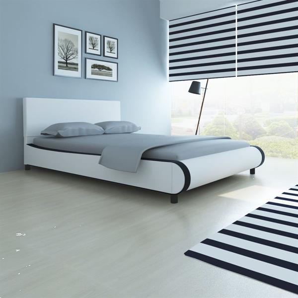 Grote foto vidaxl bed met traagschuim matras 140x200 cm kunstleer wit huis en inrichting bedden