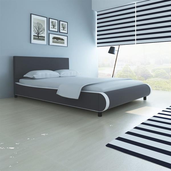 Grote foto vidaxl bed met traagschuimmatras 140x200 cm kunstleer grijs huis en inrichting bedden