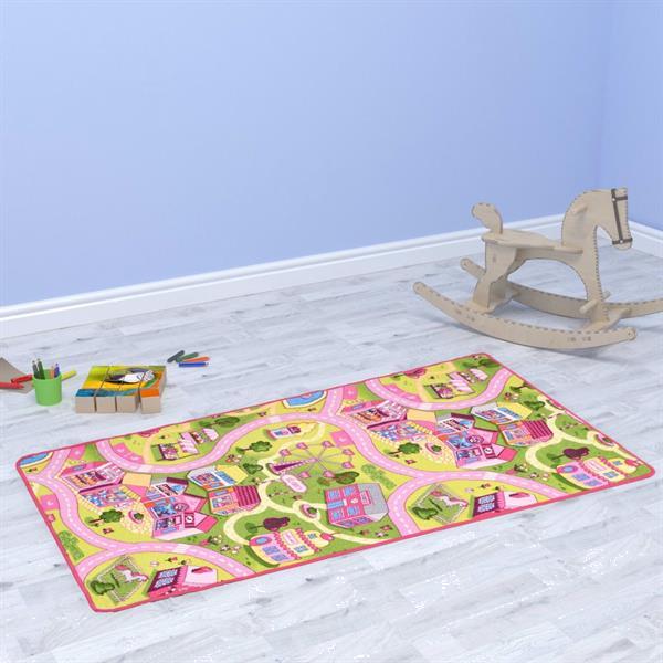Grote foto vidaxl speeltapijt 190x290 cm lussenpool zoet dorpspatroon kinderen en baby overige babyartikelen