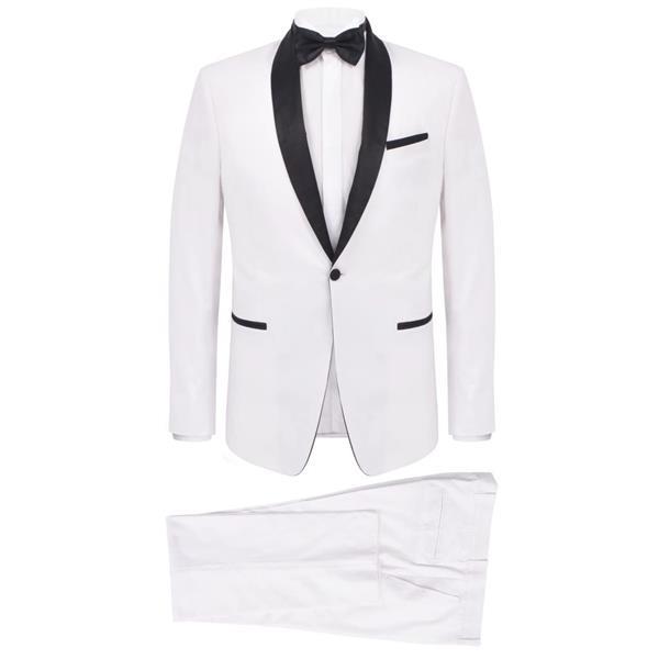 Grote foto vidaxl tweedelig kostuum smoking voor mannen wit maat 54 kleding heren kostuums en colberts