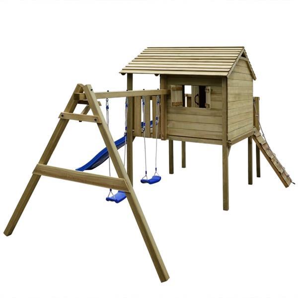Grote foto vidaxl speelhuis met ladder glijbaan en schommels 480x440x2 kinderen en baby los speelgoed