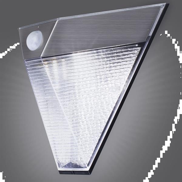 Grote foto smartwares solar wandlamp met pir sensor piramide zilver 500 tuin en terras verlichting