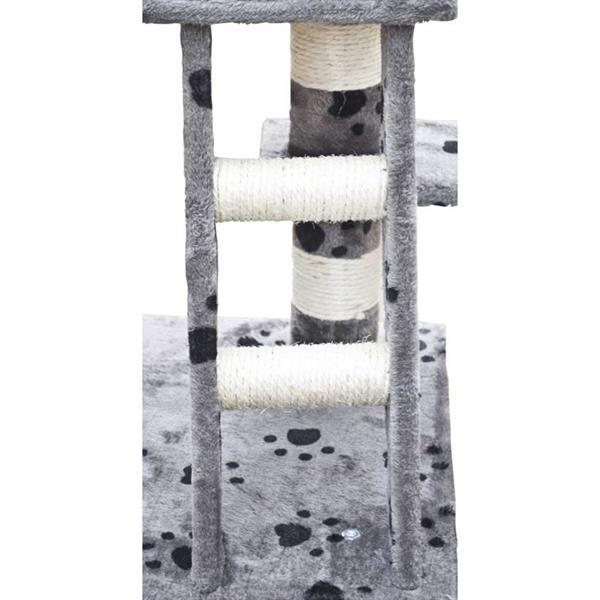 Grote foto vidaxl kattenkrabpaal jerry 122 cm grijs met pootafdrukken dieren en toebehoren katten accessoires