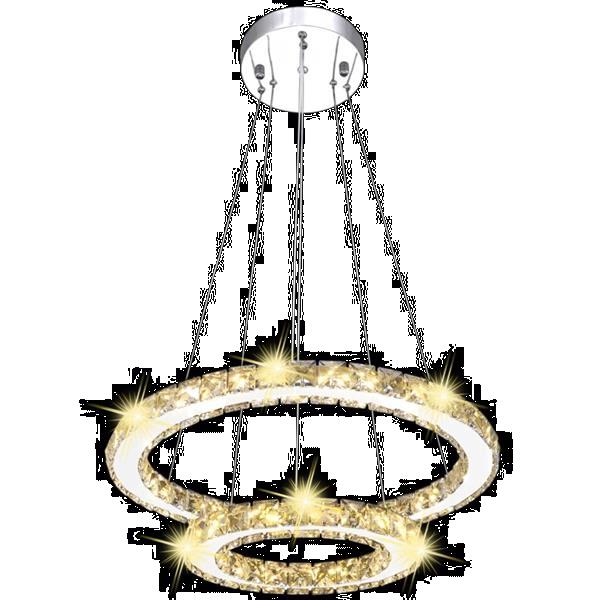 Grote foto vidaxl hanglamp kristal dubbele ring led 23 6 w huis en inrichting overige