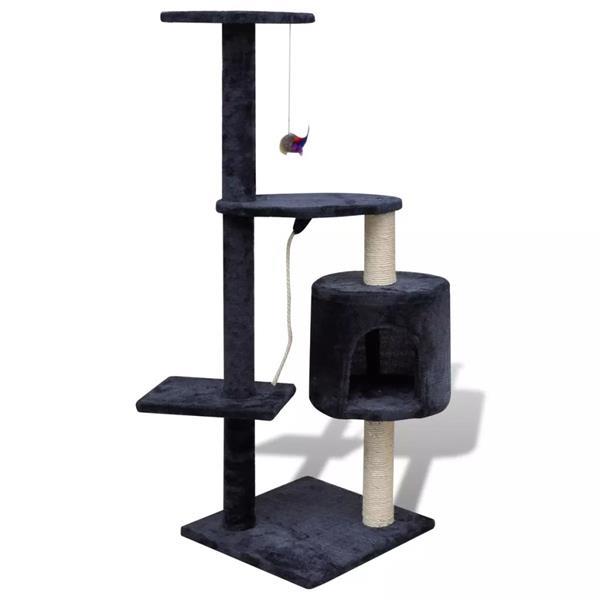 Grote foto vidaxl kattenkrabpaal tommie 114 cm 1 huisje donkerblauw dieren en toebehoren katten accessoires