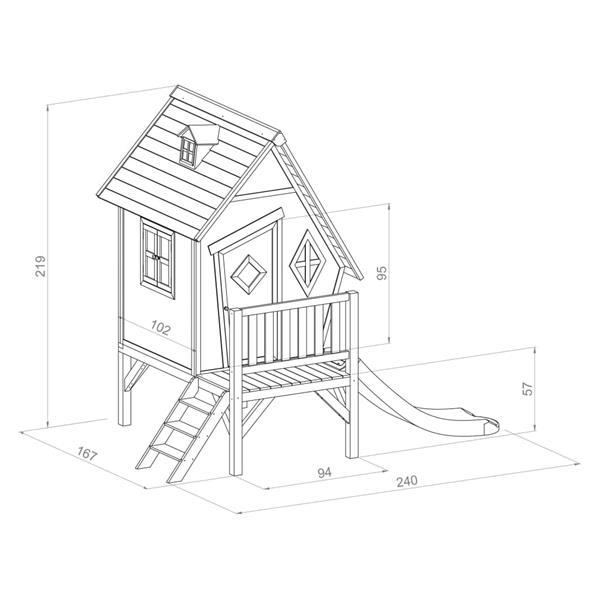 Grote foto sunny kinderspeelhuis cabin xl met glijbaan c050.004.00 kinderen en baby los speelgoed