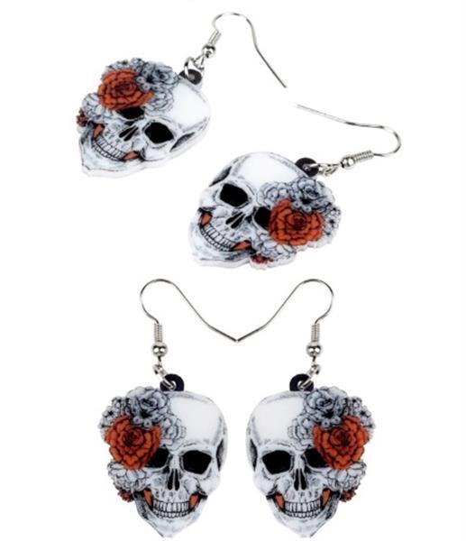 Grote foto rose skull oorbellen nieuw sieraden tassen en uiterlijk oorbellen