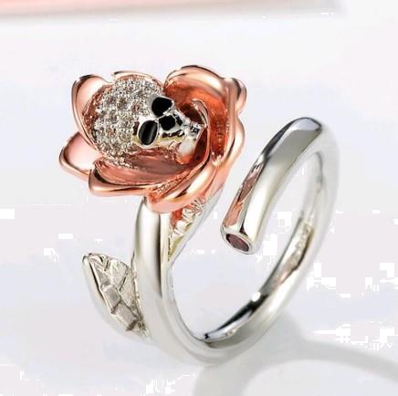 Grote foto verstelbare gothic crystal skull rose ring nieuw sieraden tassen en uiterlijk ringen voor haar