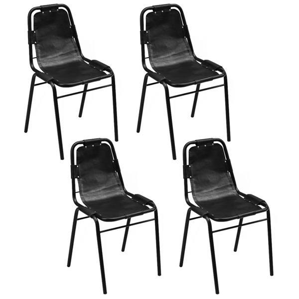 Grote foto vidaxl eetkamerstoelen 4 stuks zwart 49x52x88 cm echt leer huis en inrichting stoelen