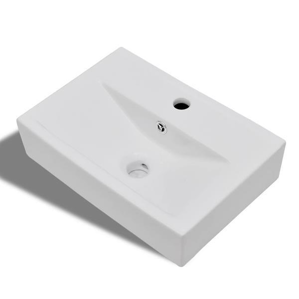 Grote foto vidaxl wastafel met kraangat en overloop wit rechthoekig ker doe het zelf en verbouw sanitair
