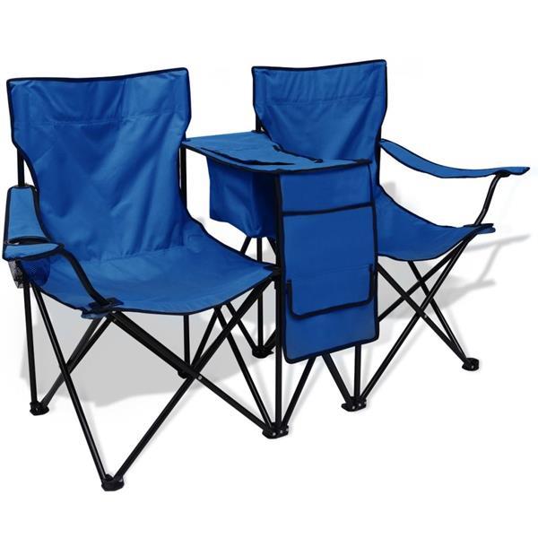 Grote foto vidaxl dubbele campingstoel 155x47x84 cm blauw caravans en kamperen overige caravans en kamperen