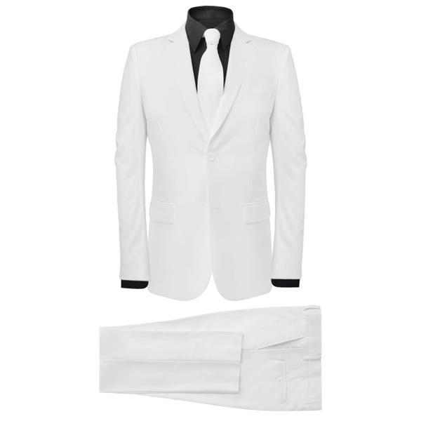 Grote foto vidaxl tweedelig pak met stropdas wit mannen maat 52 kleding heren kostuums en colberts