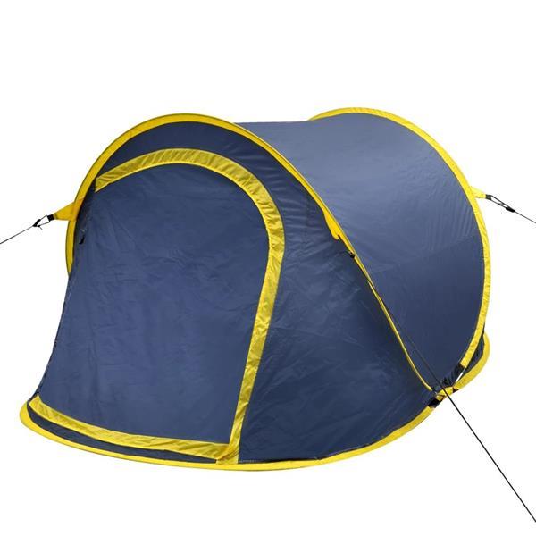 Grote foto vidaxl pop up tent 2 personen marineblauw geel caravans en kamperen tenten
