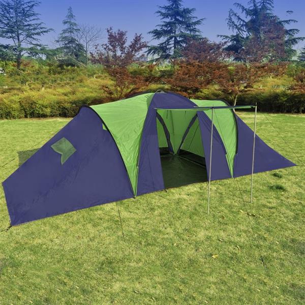 Grote foto vidaxl kampeertent voor 9 personen polyester blauw en groen caravans en kamperen tenten
